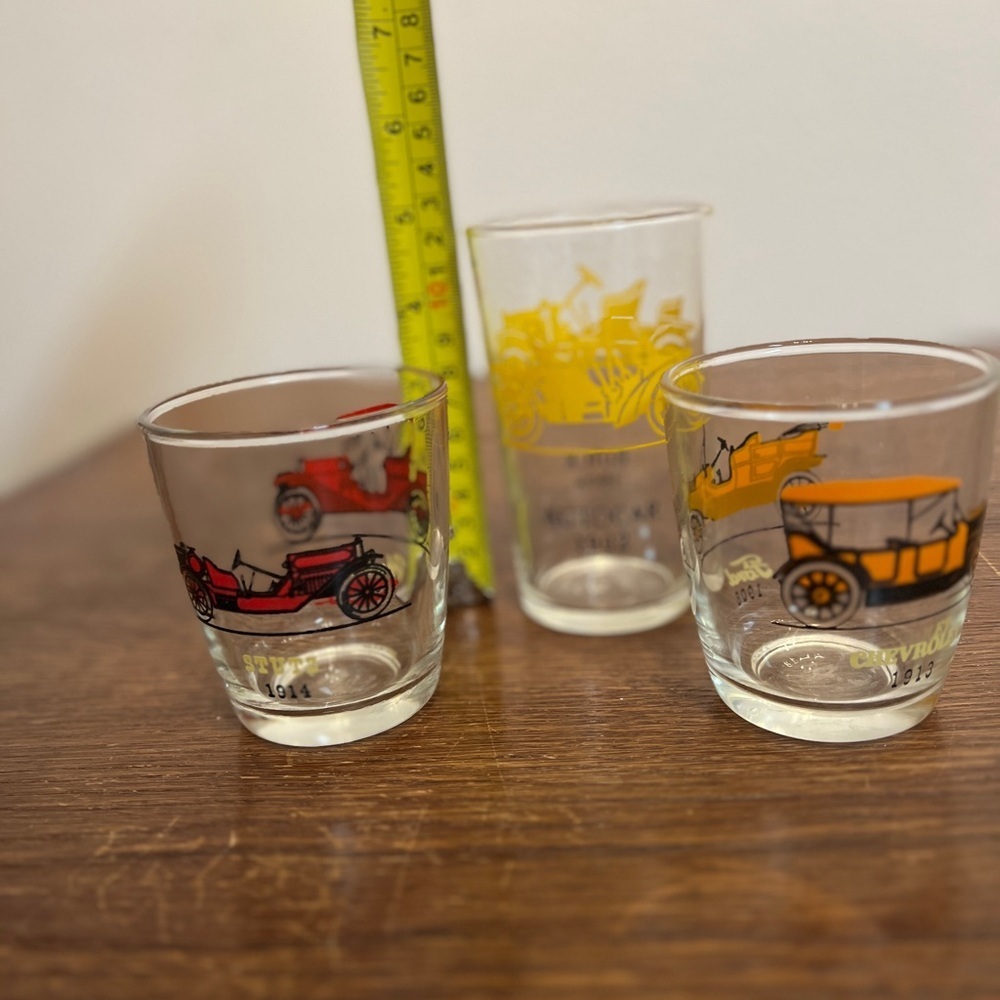 Set of 3 Vintage Libbey Classic Car Glasses Chevrolet, Stutz Mid-Century Barware - Picture 2 of 8